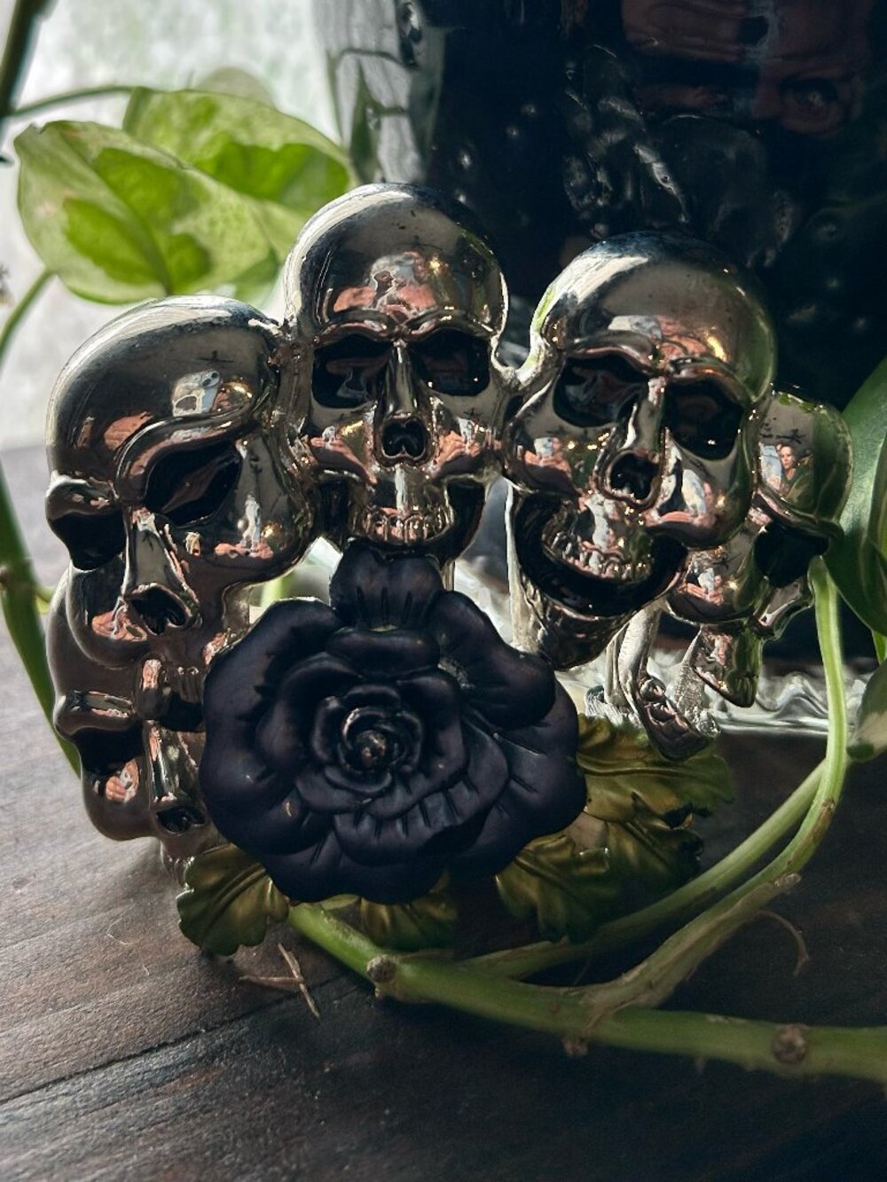 Skull and Flower Belt Buckle